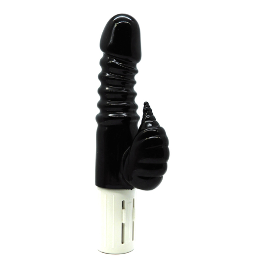 Mister Gigolo Vibrating Cock Dildo Black - Strongly ribbed vaginal and clitoral vibrator - Kanojo Toys