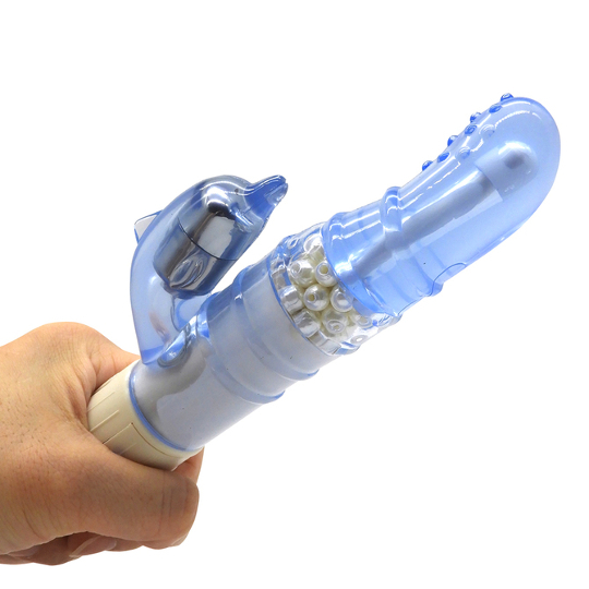 Mukinpa Vibrator with Pearls Blue - Swinging vibrating dildo - Kanojo Toys