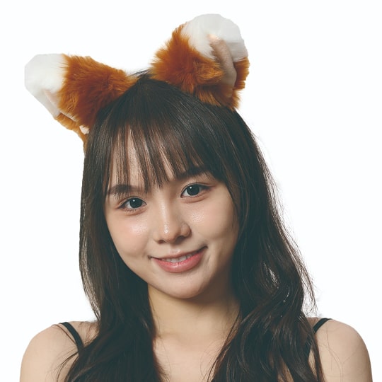 Soft and Fluffy Cat Ears Headband Brown and White - Nekomimi cosplay costume accessory - Kanojo Toys
