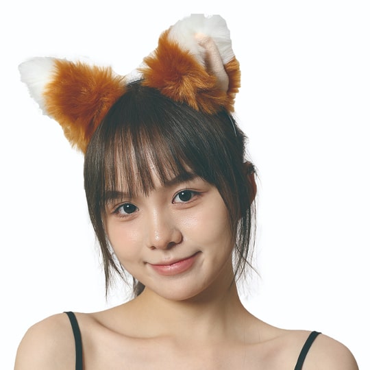 Soft and Fluffy Cat Ears Headband Brown and White - Nekomimi cosplay costume accessory - Kanojo Toys