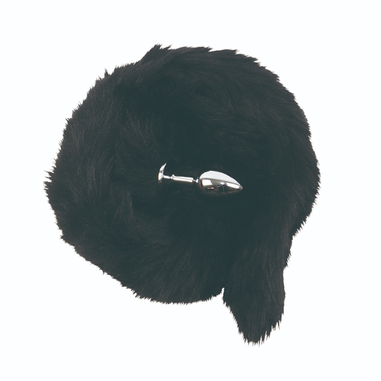 Long Tail Anal Plug Black - Furry animal tail for sexy role plays - Kanojo Toys