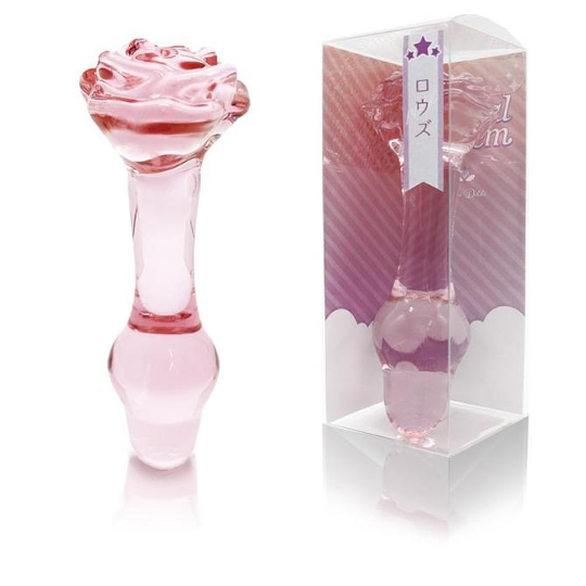 Crystal Gem Rose Glass Dildo - Cute glass sex toy - Kanojo Toys
