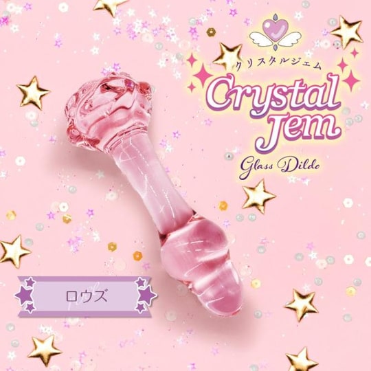 Crystal Gem Rose Glass Dildo - Cute glass sex toy - Kanojo Toys