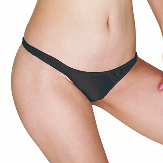 Glossy Thong XL Black - Revealing, shiny lingerie for women - Kanojo Toys