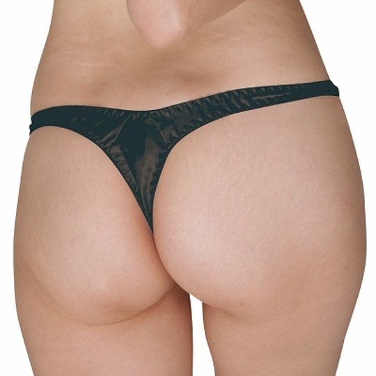Glossy Thong XL Black - Revealing, shiny lingerie for women - Kanojo Toys