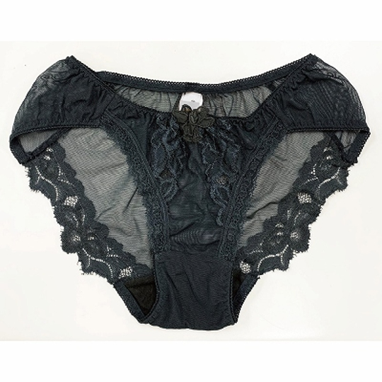 Two-Way Mesh Stretchy Lacy Full-Back Panties Black - Cute see-through panties - Kanojo Toys