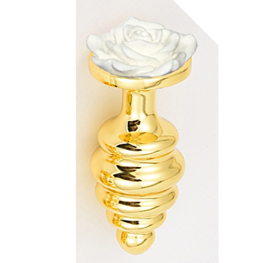 Baranal Cooled and Heated Metal Butt Plug L White Rose - Anal toy that is easy to warm or chill - Kanojo Toys