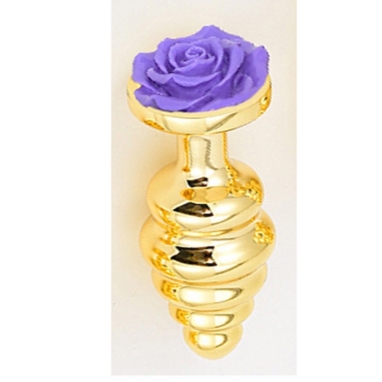 Baranal Cooled and Heated Metal Butt Plug L Purple Rose - Anal toy that can be warmed and chilled - Kanojo Toys