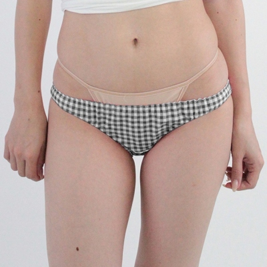 Two-Way Stretchy Full-Back Panties Black and White Check - Cute underwear for women - Kanojo Toys