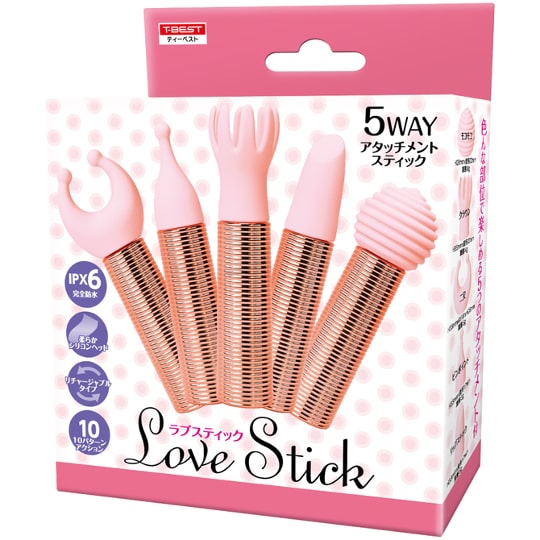 Love Stick Vibrator and Multiple Attachments Set - Stick vibe with five accessories - Kanojo Toys