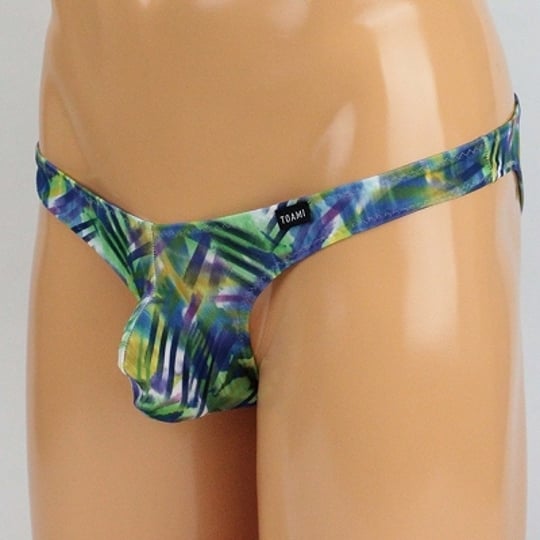 Men's Stretchy Snazzy Jungle Print Full-Back Briefs Green - Fashionable male underwear - Kanojo Toys