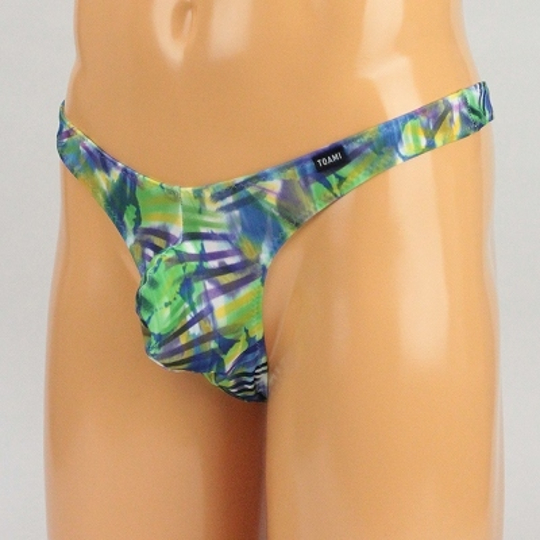 Men's Stretchy Snazzy Jungle Print T-Back Green - Fashionable thong for men - Kanojo Toys