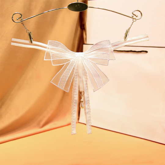 Ribbon Panties White - Tiny cute thong for women - Kanojo Toys