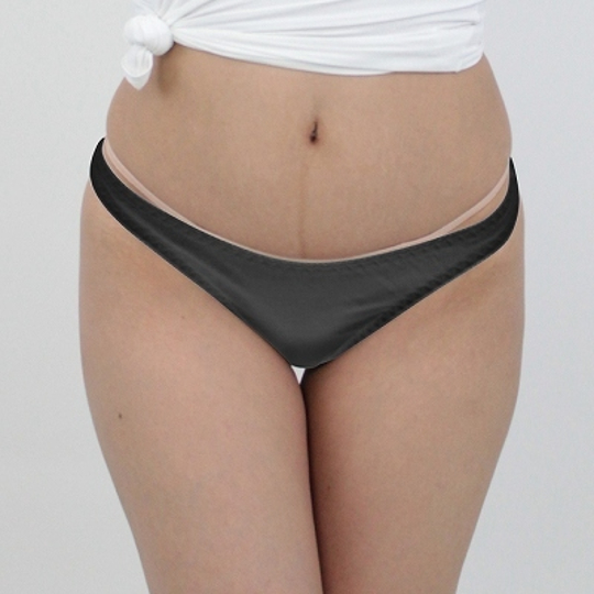 Skin-Friendly Cotton T-Back Panties M Black - Comfortable ladies' underwear - Kanojo Toys