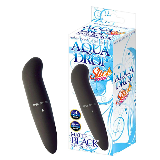 Aqua Drop Stick Vibrator Black - Curved matte silicone vibe - Kanojo Toys