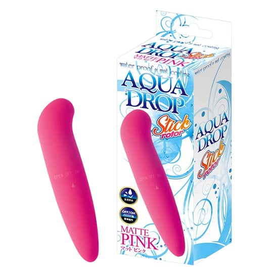 Aqua Drop Stick Vibrator Pink - Matte silicone vibe with curved shape - Kanojo Toys