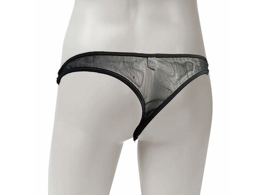 Lacy Open-Crotch Male Thong Black - Sexy, revealing underwear for men - Kanojo Toys