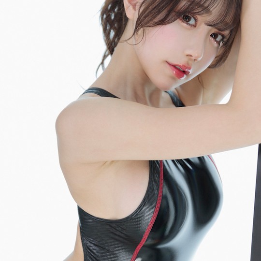 Cyberpunk Swimsuit Black and Red M - Tight, seductive swimming costume for women - Kanojo Toys