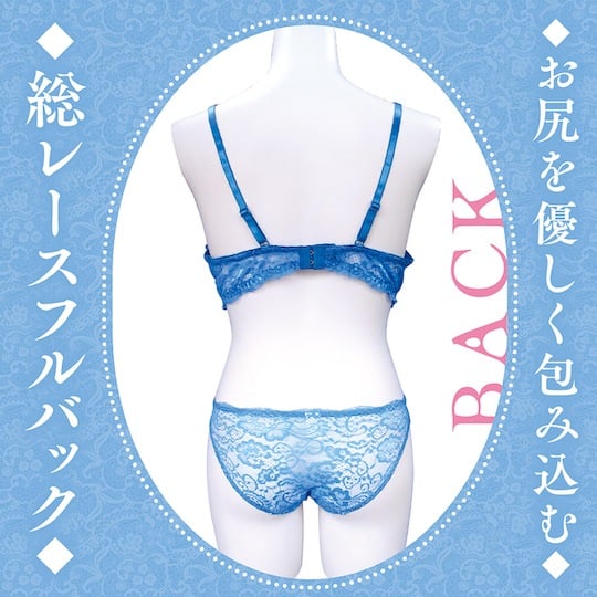 Lacy Bra and Panties for Crossdressers Light Blue - Sexy underwear for male crossdressers - Kanojo Toys