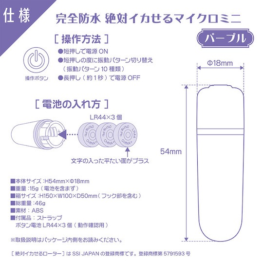 Orgasm Guaranteed Waterproof Micro Bullet Vibe Purple - Mini female vibrator for intimate pleasure - Kanojo Toys