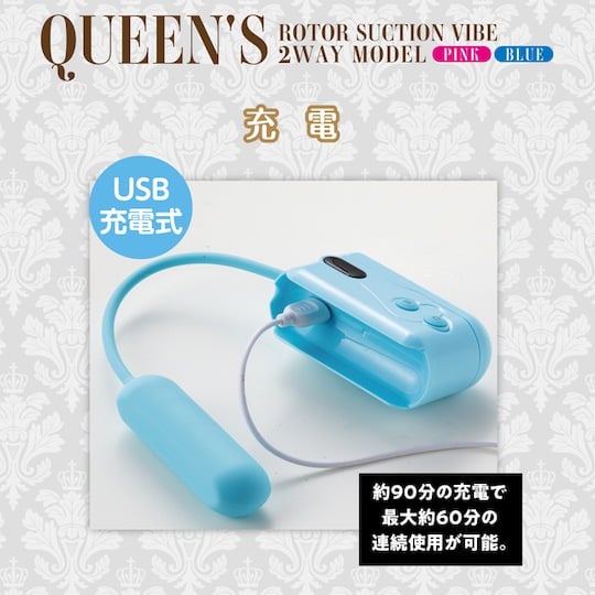 Queen's Suction Vibrator Blue - Compact sucking vibe toy - Kanojo Toys