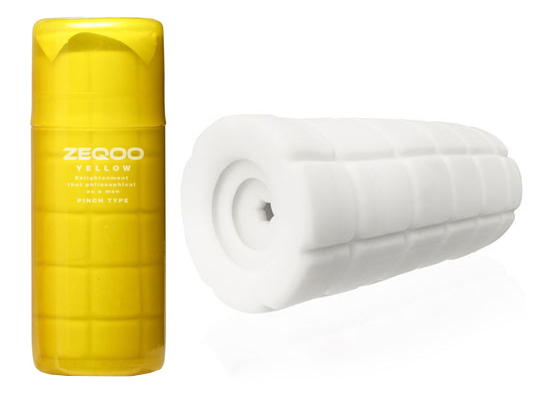 Zeqoo Onacup Yellow Pinch Type - Vacuum reversible masturbator cup - Kanojo Toys