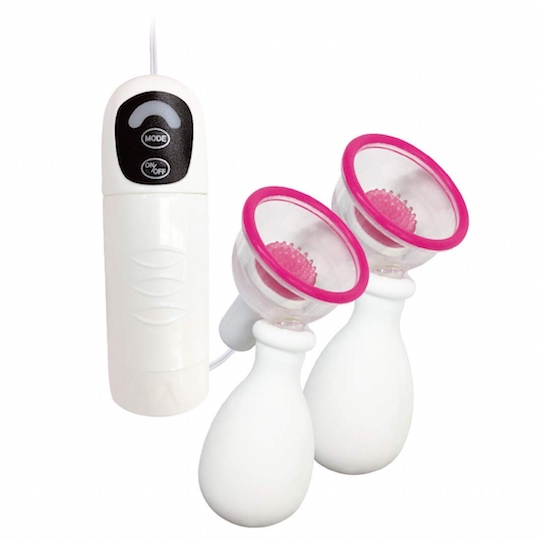 Curu Chikubitty Spinning Nipple Sucker Vibrators - Pair of suction breast vibe clamps - Kanojo Toys