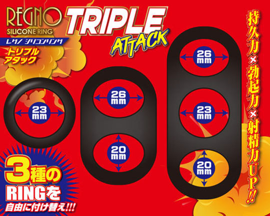 Silicone Ring Triple Attack - Cock ring set - Kanojo Toys