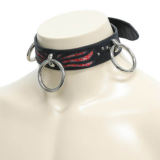 Miyabi Series Bondage Collar - Designer BDSM choker with chain rings - Kanojo Toys