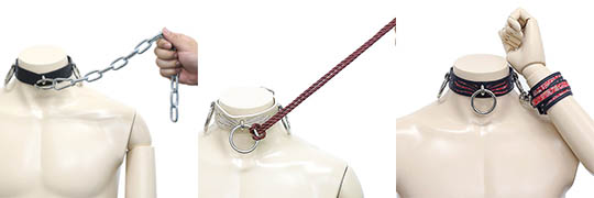 Miyabi Series Bondage Collar - Designer BDSM choker with chain rings - Kanojo Toys