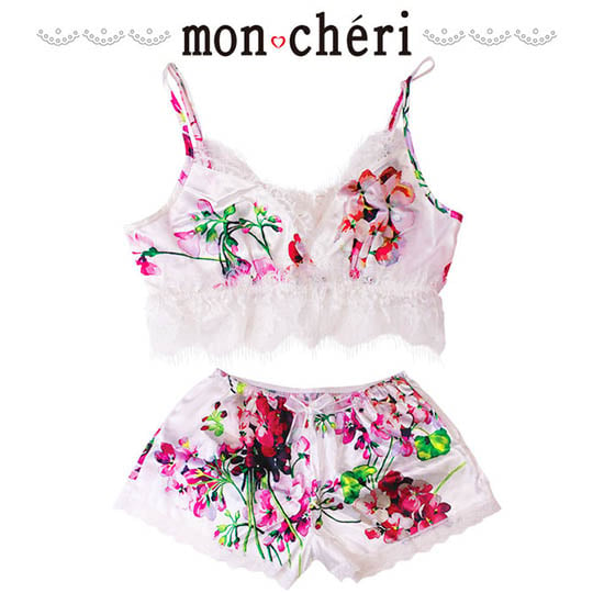 Mon Cheri Roomwear Floral Bralette and Shorts - All-in-one seductive loungewear - Kanojo Toys