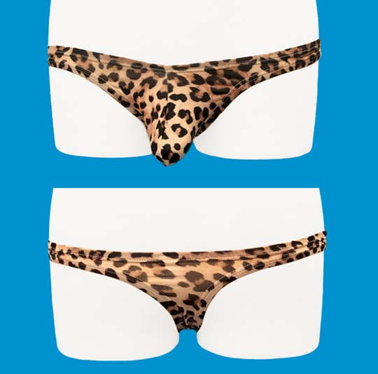 Cock Ring Thong Briefs with Leopard Print - Seductive underwear for men - Kanojo Toys