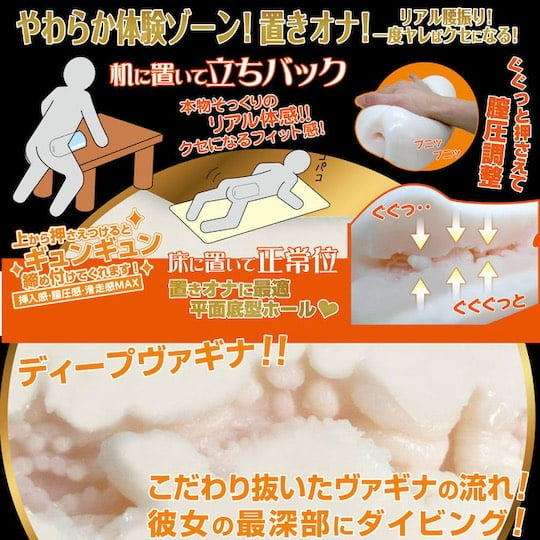Fuwaguchu Soft Vagina Deep Diver Onahole - Masturbator for lying down flat on surface - Kanojo Toys
