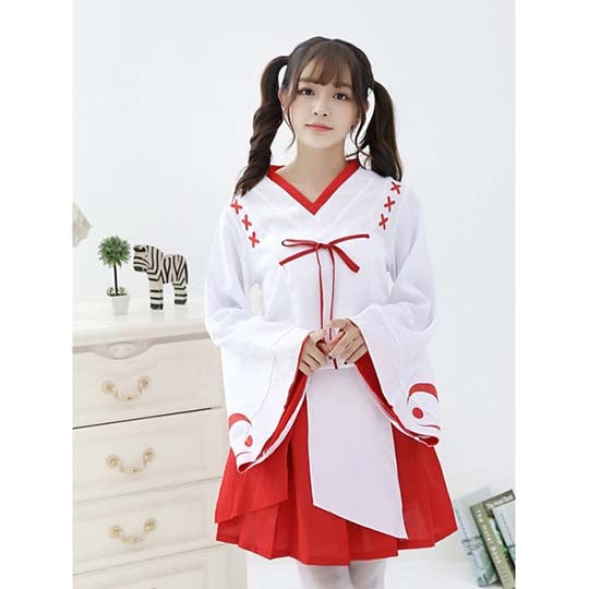 Cute Japanese Shrine Maiden Costume - Miko cosplay outfit - Kanojo Toys
