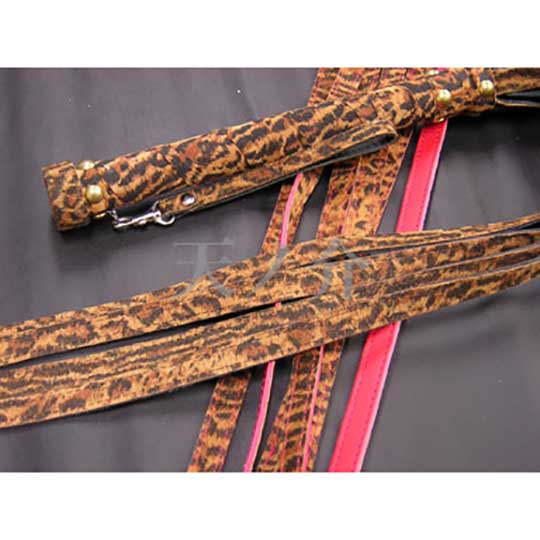 Leopard Print Leather Flogger - Animal-themed whip - Kanojo Toys
