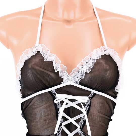 Mon Cheri Sexy Lingerie See-Through Maid Set - Revealing sexy French maid costume - Kanojo Toys