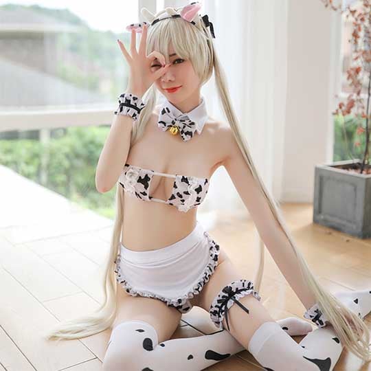 Moo Lingerie Set - Cow-pattern underwear - Kanojo Toys