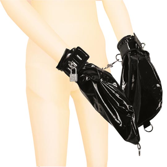 Shiny Enamel Restraint Gloves with Handcuffs