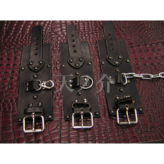 Leather Wrist Cuffs with Chain